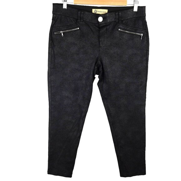Democracy Women's Black Textured Stretch Skinny Pants With Zipper Pockets Size 1 - Picture 1 of 10